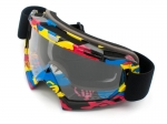 Moto okuliare cross/enduro modro-žlto-ružové