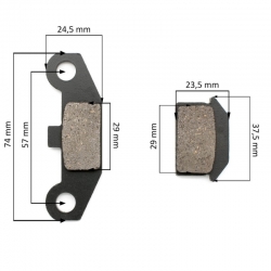 Brzdové platničky obloženie predné Pitbike a zadné ATV 125CC 74x37 a 38x27mm
